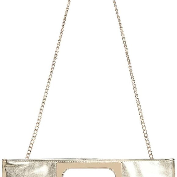 Elegant Light Gold Evening Clutch Purse with Chain - Perfect for Prom & Events - Picture 3 of 6